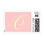 Monogram Cream on Pink  Design 2 Postage
