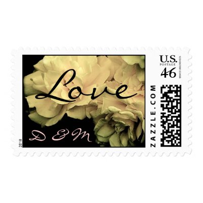 Monogram Cream Rose Love Postage Stamp