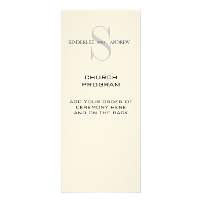 Monogram Cream Wedding Program Personalized Invitations