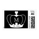 Monogram Crown Black & White Postage Stamp stamps