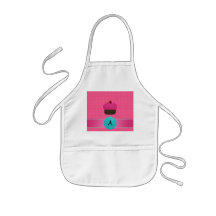 Monogram cupcake pink polka dots apron