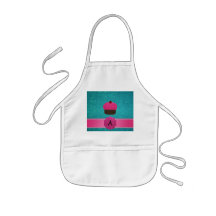 Monogram cupcake turquoise glitter aprons