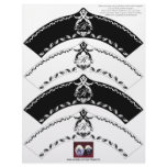 Monogram Cupcake Wrapper Black and White Motifs Customized Letterhead