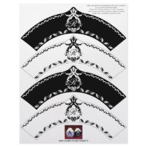 Monogram Cupcake Wrapper Black and White Motifs Customized Letterhead