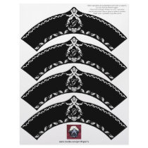 Monogram Cupcake Wrapper White Motif on Black Customized Letterhead