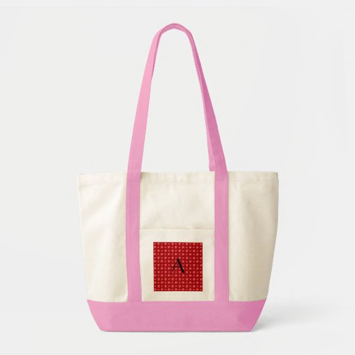 Monogram cute red cat pattern tote bag