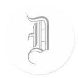Monogram "D" Sticker Old English Style_Grey text
