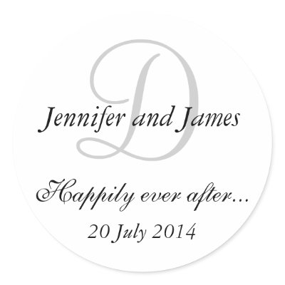 Monogram D Stickers for Wedding Favours