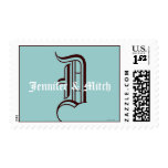 Monogram D Wedding Names Aqua Espresso Postage