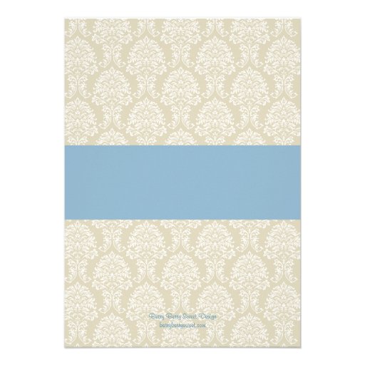 Monogram Damask Baptism/Christening Invite - Blue