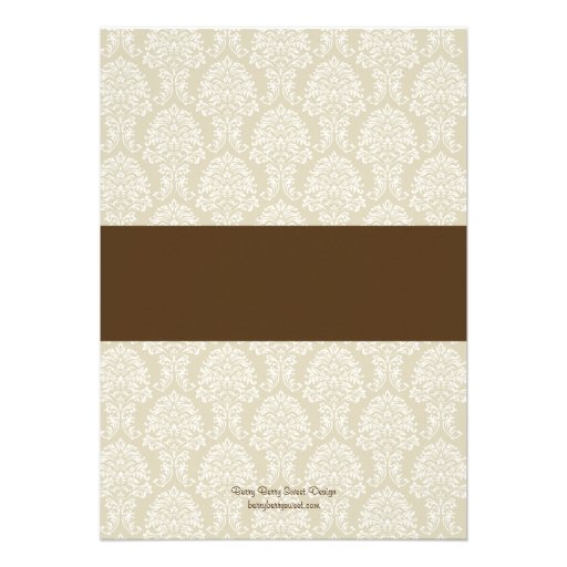 Monogram Damask Baptism/Christening Invite - Brown