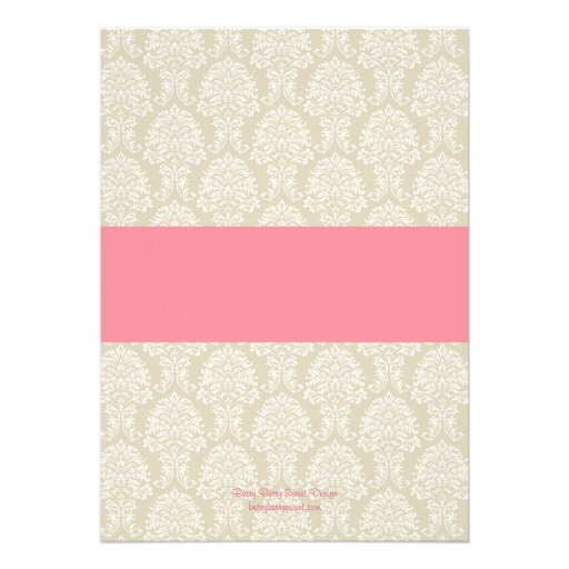 Monogram Damask Baptism/Christening Invite - Pink