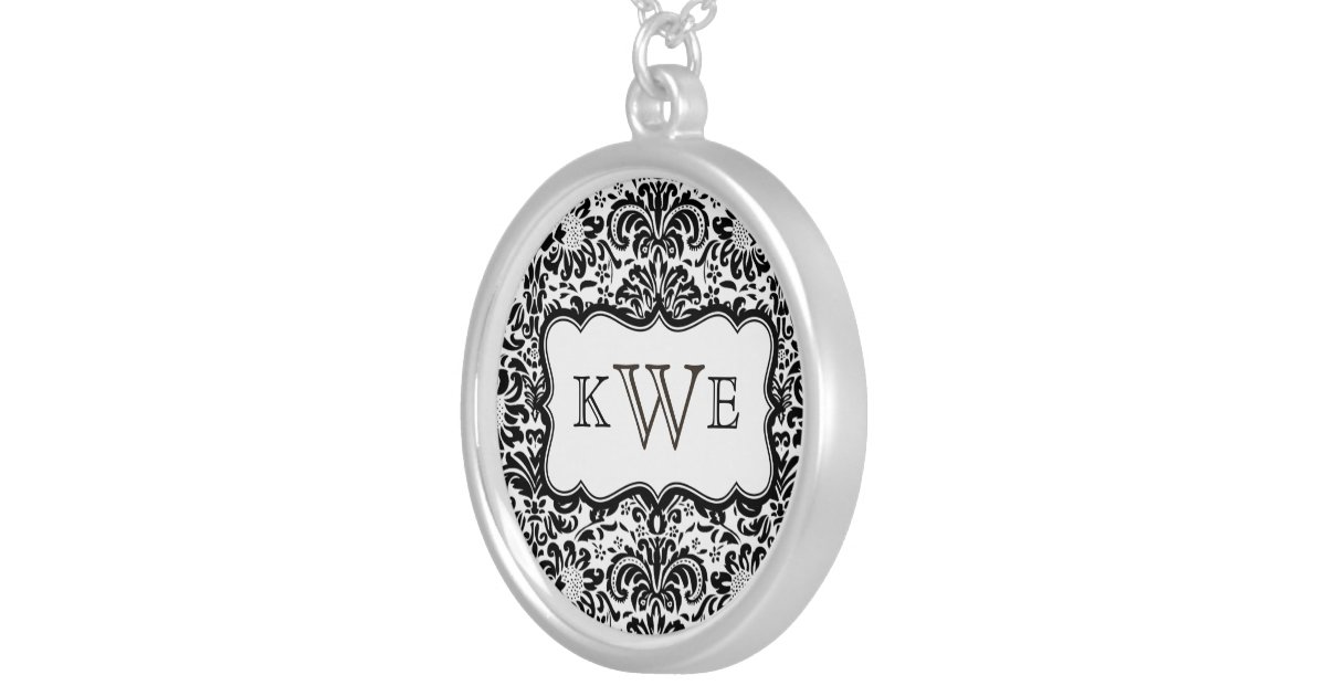 Monogram Damask Necklace Zazzle