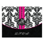 monogram damask pink rsvp cards invitation