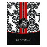 monogram damask red rsvp cards announcement