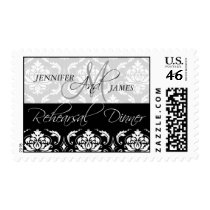 Monogram Damask Rehearsal Dinner Postage