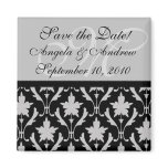 Monogram Damask Save the Date Magnet