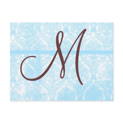 Monogram Damask Thank You Cards Post Cards by pauletteparis