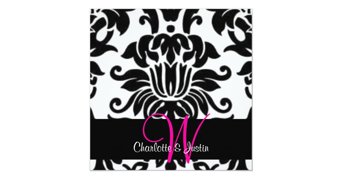 monogram damask; wedding card Zazzle