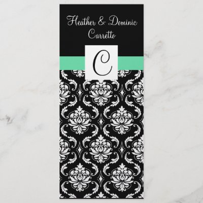 Monogram Damask Wedding Dinner Menus Custom Invite by monogramgallery