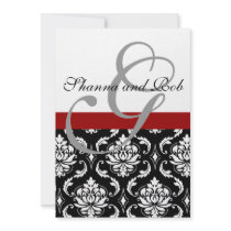 Monogram Damask Wedding Invitation 5 x 7 Inches