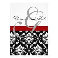 Monogram Damask Wedding Invitation 5 x 7 Inches