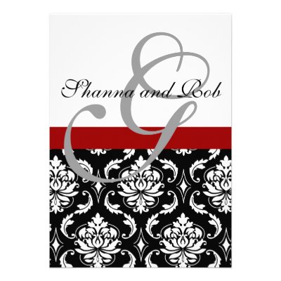 Monogram Damask Wedding Invitation 5 x 7 Inches