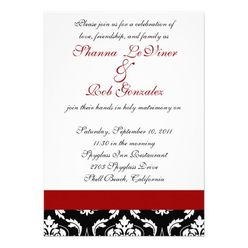 Monogram Damask Wedding Invitation 5 x 7 Inches