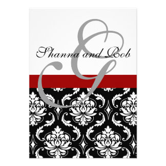 Monogram Damask Wedding Invitation 5 x 7 Inches