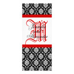 Monogram Damask Wedding Invitation Red & Black