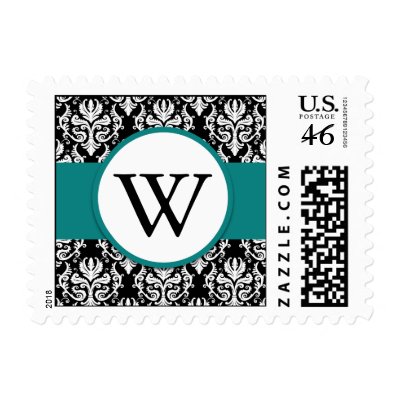 Monogram Damask Wedding Stamp
