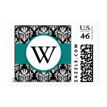 Monogram Damask Wedding Stamp