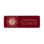 Monogram Deep Red Floral Emblem Address Label