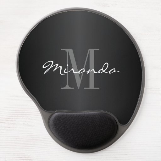 Monogram Design Classic Black, Gray and White Gel Mouse Pad Zazzle