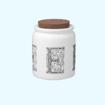 Monogram E candy jars