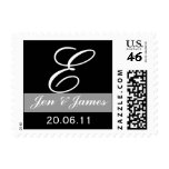 Monogram E Wedding Black White USPS Postage