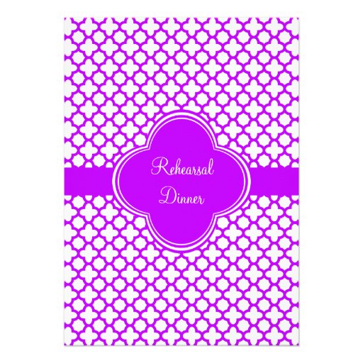 Monogram Electric Purple Quatrefoil Pattern Personalized Announcements