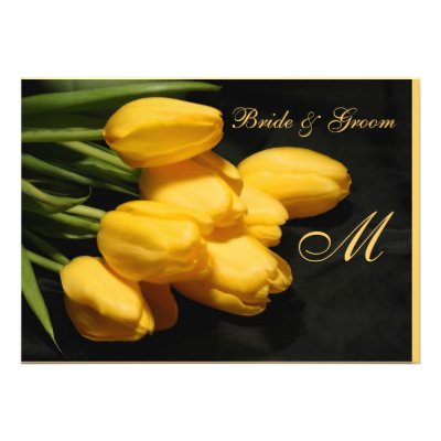Monogram Elegant Yellow Tulip Wedding Invitation