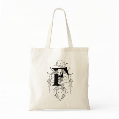 Monogram "F" Tote Bag by pumpkinandhoneybunny