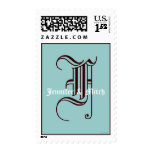 Monogram F Wedding Names Aqua Espresso Postage