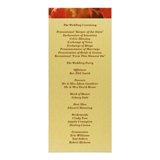 Monogram Fall Leaf  Wedding Program Invitation