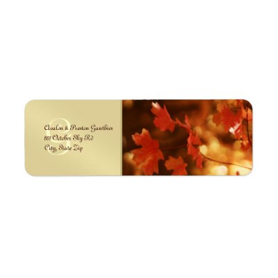 Monogram Fall Leaf Wedding Return Address Label