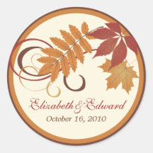 Monogram Favor Sticker | Autumn Fall Leaves