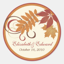 Monogram Favor Sticker | Autumn Fall Leaves