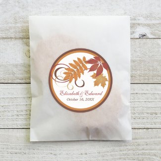 Monogram Favor Sticker | Autumn Falling Leaves sticker