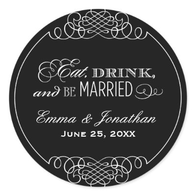Monogram Favor Sticker | Eat, Drink &amp; Be Married