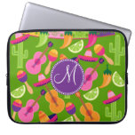 Monogram Fiesta Party Sombrero Cactus Limes Pepper Laptop Computer Sleeves