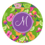 Monogram Fiesta Party Sombrero Cactus Limes Pepper Stickers