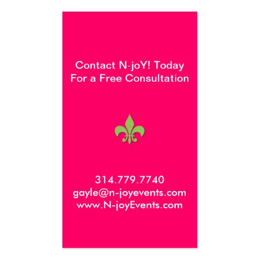 Monogram fleur de lis event planner profile card business card templates (back side)