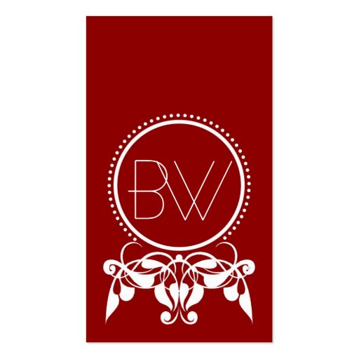 Monogram Flourish [red] Business Cards (front side)